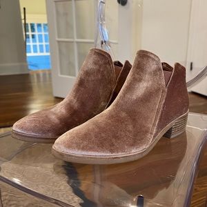 Dolce Vita Light Pink Velvet Ankle Boots